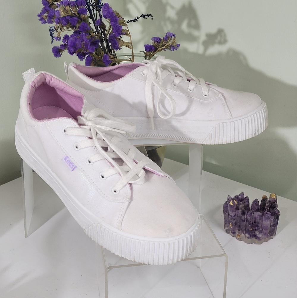 BRAND NEW KEDS IRRIDESCENT white platform triple kick sneakers 👟 - Picture 3 of 9